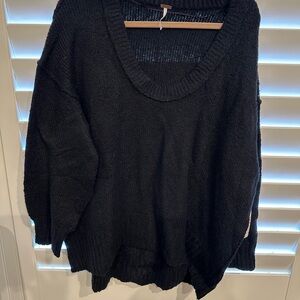 Free People Black V-Neck Sweater